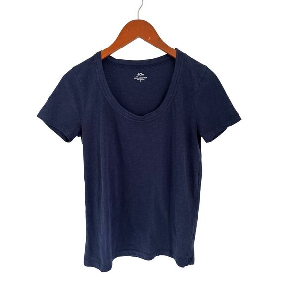 J.Crew Vintage Cotton Tee in Navy Blue Crewneck T-Shirt Short Sleeve Size Small - Picture 3 of 7
